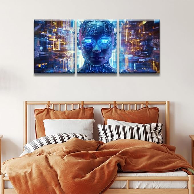 Canvas Art Wall Decor for Bedroom Cloud Networking, Crypto, AI Art Prints Cyber Security, Cloud Managed Canvas Art Wall Painting Artwork for Bedroom Wall Decor Framed Ready to Hang 12x16inchx3