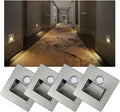 4Pcs Motion Sensor Stair Lights 3W Recessed LED Step Light 3000K Indoor Stair Step Wall Lamp Staircase Bedroom Decoration 4Pcs Silver