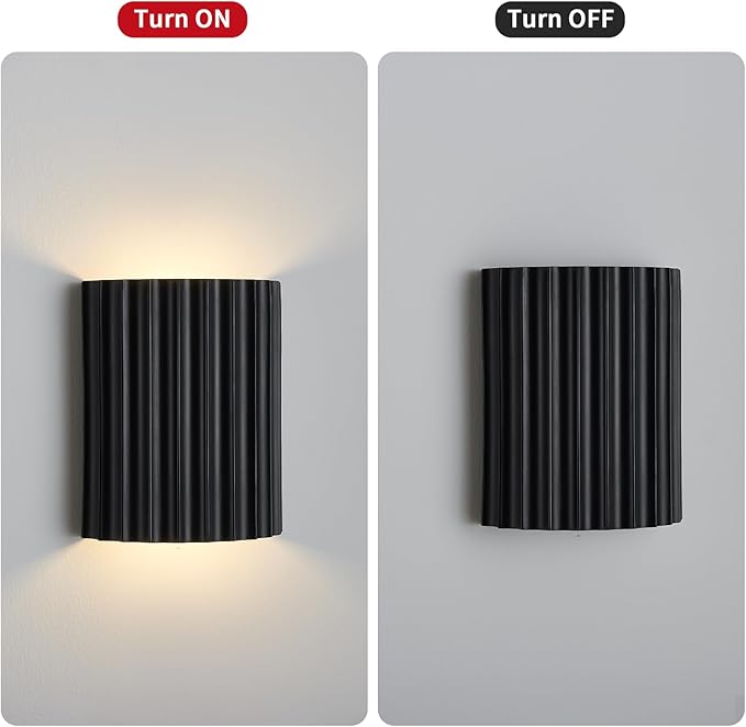 Black Gypsum Modern LED Wall Sconces Wall Lighting Set of 2, Indoor Hardwired Walls Mount Light Fixtures Up Down Lamp for Hallway Bedroom Living Room Dining Room【Bulbs Included】