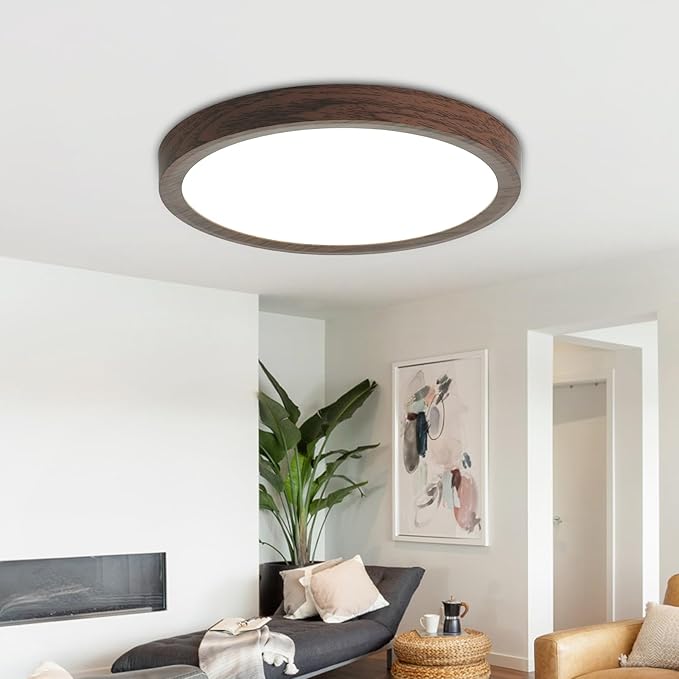 LED Flush Mount Ceiling Light: 7 inch 1Pack Super Slim Dimmable & 5CCT (2700-6500K) Kitchen Lighting Fixtures Ceiling - 12W Walnut Low Profile Ceiling Lamp for Bedroom Garage Hallway