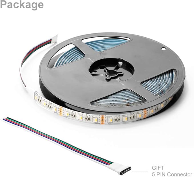 BTF-LIGHTING 5050 RGBW RGB+Warm White(2700K-3000K) 4 Colors in 1 LED Tape Light DC24V 5m 16.4ft 60LED/m Multi-Colored IP65 White 12mm PCB for Bedroom Kitchen Home Decoration(No Adapter or Controller)