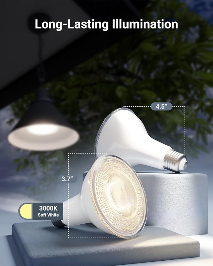 Sunco 4 Pack PAR30 LED Dusk to Dawn Light Bulbs, 850 Lumens, 11W, 3000K Soft White, Non-Dimmable, E26, Wet Rated Outdoor Flood Light Bulb with Photocell Sensor, for Porch, Patio, Backyard, UL