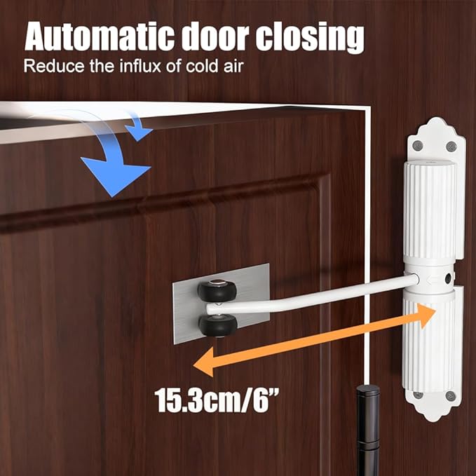 Automatic Door Closer, Adjustable Door Spring Closer Quiet & Heavy Duty Doors Stopper for Home & Commercial Use