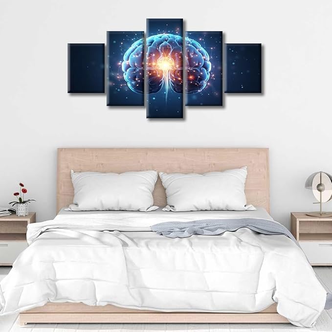 Brain Nervous System Wall Art Canvas Abstract Human Brain Wall Painting for Bedroom Wall Art for Living Room Contemporary Modern Home Office Posters Framed Wall Art (60" Wx32 H)