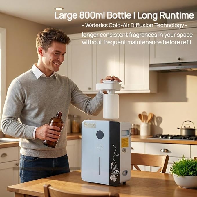 Kevinleo Scent Diffuser Machine WiFi Control for 7,500 Sq.Ft Large Spaces, 800ml Aromatherapy Nebulizing Waterless Diffuser Lasting-Long Fragrane,Essential Oils Diffuser HVAC for Office, Hotels