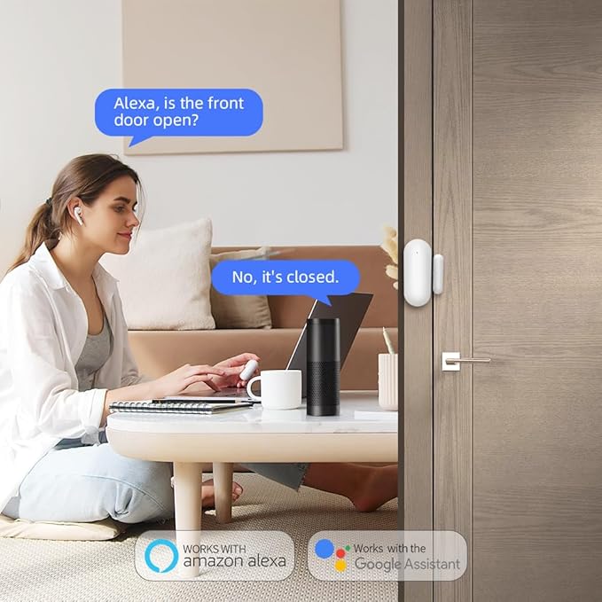 Door Window Alarm Sensors,Smart Life Tuya APP Control & Instant App Alerts,Compact WiFi-Connected Sensors, Suitable for Bedrooms,Offices,Garages,Safes–NO Monthly Fees