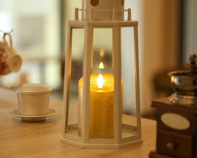 Gold Flameless Candles with Remote, Flickering Real Wax Battery Operated Candles with Timer, Set of 3 LED Pillar Candlesfor Home Room Decor Christmas Decoration