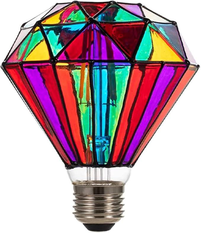 I-SHUNFA Stained Glass Edison LED Light Bulb, E26 Standard Base 6 Watts Heatless G95 Globe Shape LED Light Bulbs for Home Party, Recreation Room,Balcony,Garden,Christmas Decoration（Non-dimmable ）