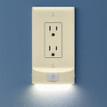 SnapPower 2 Pack MotionLight [for Décor Outlets] - Motion Detecting LED Night Lights Built-in to Wall Plate - Bright/Dim/Off Options - Auto On/Off Sensor - (Décor, Light Almond)