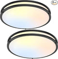 18inch 50W LED Flush Mount Ceiling Lights 5600lm Super Bright, Dimmable LED Ceiling Light Fixtures 2700K-6500K 5CCT Adjusted, 2-Pack Modern Black Light Fixture Ceiling for Living Room Bedroom Kitchen