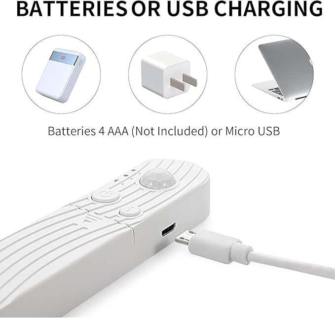 5V Motion Sensor COB LED Strip Lights,Time-Delay and Brightness Adjustable,Two Power Supply Options: Batteries(Not Included) or USB,9.84FT/3M,Natural White 4000K,320LED/M,for Kitchen Cabinet