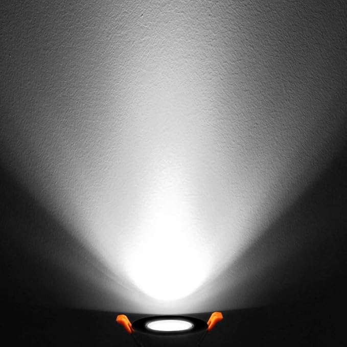 inShareplus 2 Inch LED Downlight, 3W Recessed Lighting COB Dimmable, 5000K Daylight White, CRI80, Black Trim, Ceiling Lights with LED Driver, 1 Pack