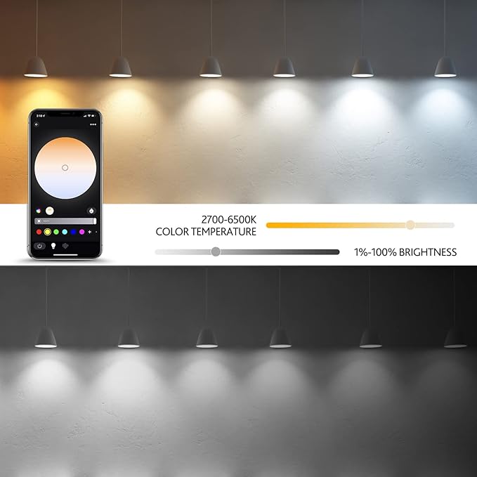 Smart Light Bulbs,Full Color Changing Dimmable LED Bulb,Compatible with Alexa and Google Assistant,UL FCC Certified,2.4GHz WiFi+Bluetooth LED Light Bulbs, Music Sync Smart Home Lighting (10)