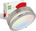 ASD LED 12" Round Flush Mount Lighting, Close to Ceiling Light Fixture | 3CCT, Dimmable, Battery Backup, ETL Listed | 20W 1876LM 3000-5000K 100-277V | Low Profile Double Ring Lamp | Nickel