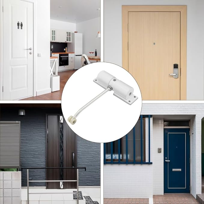 Automatic Door Closer Zinc Alloy Safety Spring Door Closer Adjustable Closing Doors Hinge for Home,Office(Color:Silver)