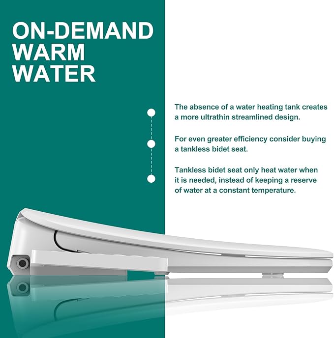 Aquatiz Elongated Smart Toilet Seat, Electronic Heated Toilet Seat, Self-Cleaning Nozzle, Temperature Controlled Wash, Air Dryer, Deodorizer, LED Light, Multi-mode Wash, (Panel Control)