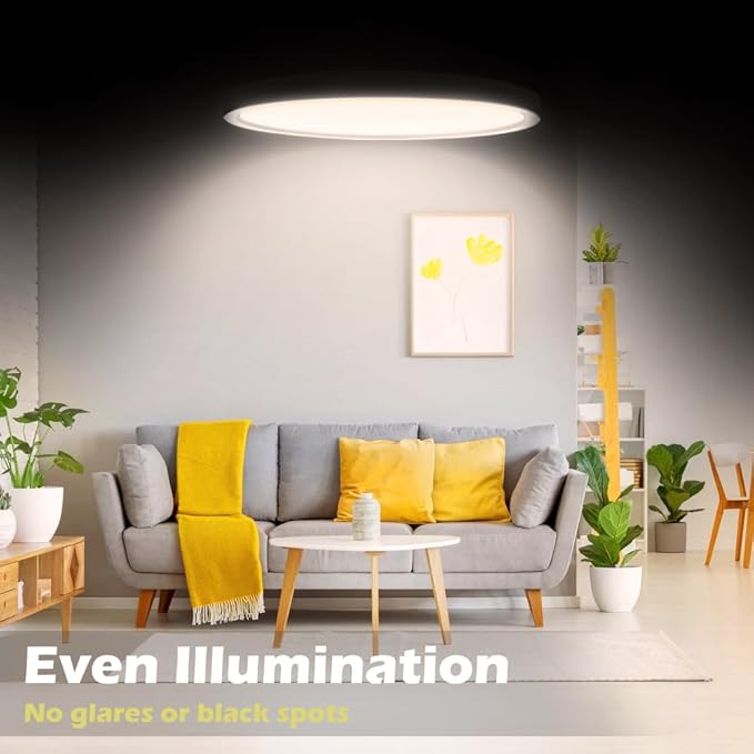 LightingWill 8.9 Inch LED Flush Mount Ceiling Light Fixture, 4000K Nurture White, 1800LM, 18W, Flat Modern Round Lighting Fixture, 180W Equivalent White Ceiling Lamp for Kitchens, Bedrooms.etc.