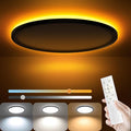 AmazeFan 12Inch LED Flush Mount Ceiling Light with Remote Control, Dimmable Night Light 1800K 3000K/4000K/6500K 24W 2400lm Low Profile Wired Ceiling Lamp for Bedroom LivingRoom Kitchen Hallway-Black
