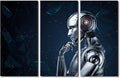 TUMOVO Robot Wall Art AI Intelligence Canvas Art Prints Artwork 3 Pieces Canvas Wall Art Wall Decor AI Posters and Prints Contemporary Home Decor Framed Ready to Hang, 42" Wx28 H