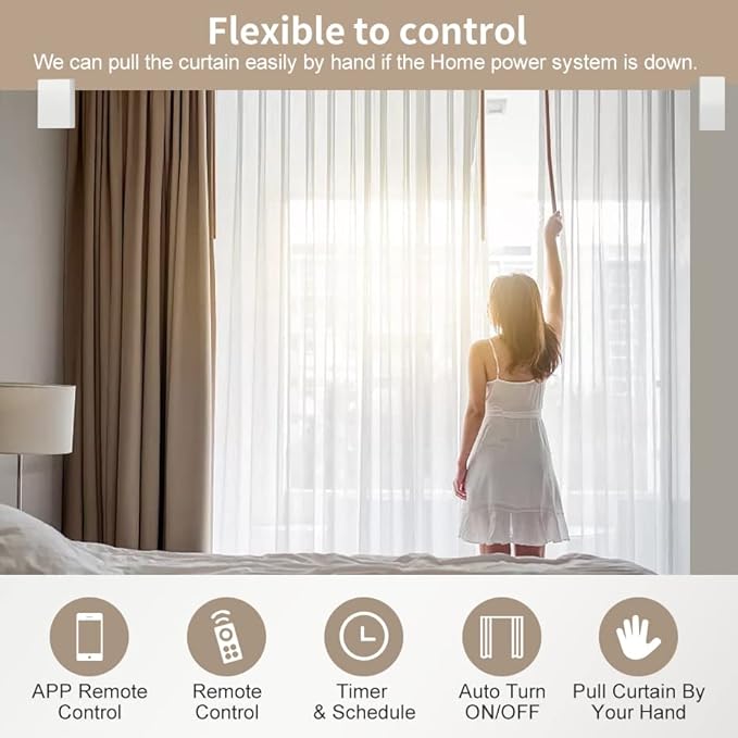 Nexete Smart Curtain Motor Robot, Automatic Curtain Open Timer, Wireless Remote & Smart Life App Control, Add Gateway to Make it Compatible with Alexa, Google Home (Smart Curtain kit)