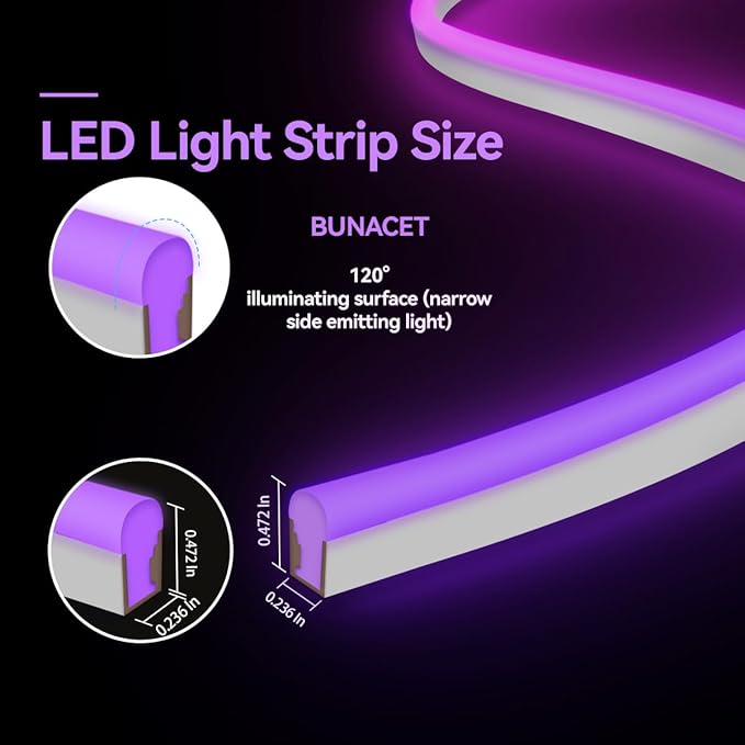 52FT LED Neon Rope Lights, RGB Strips Light with RF Remote & APP Control,Flexible IP67 Waterproof Outdoor, Music Sync,DIY Design,24V LED Strip Lights for Gaming Wall Christmas Decor-2 Rolls