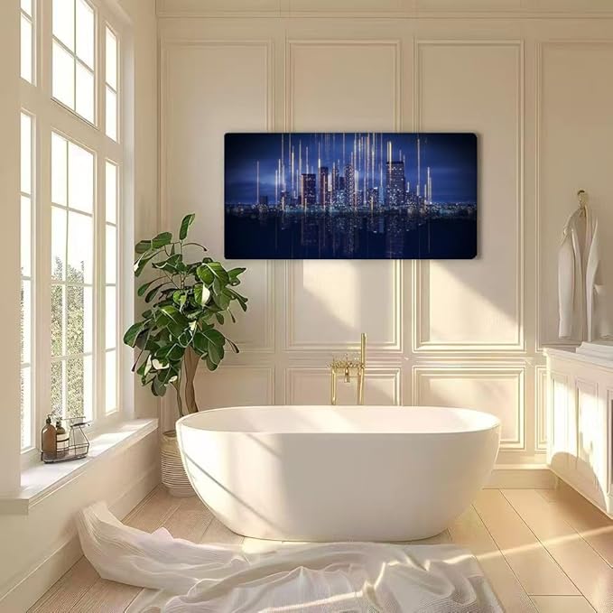 Wibinuki Wall Art Wall Decor Wall Paintings Modern City Controlled Smart Artificial Intelligence. Glowing for Living Room Bedroom Bathroom Home Decor Can Be Hung Directly 20"x 40"