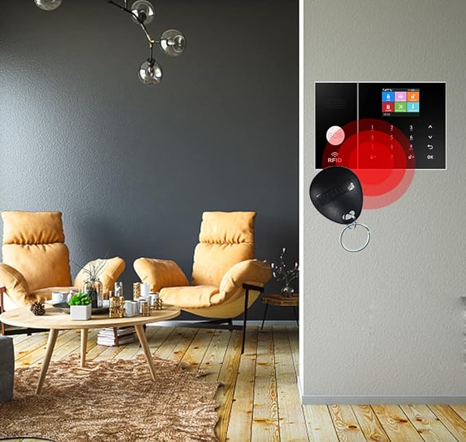 LWOHSI WiFi Home Security Systems,Wireless Alarm System with Door Window/Motion Sensors,Loud Siren,GSM 4G /SMS/Tuya APP Alerts,Compatible with Alexa and Google,NO Monthly Fees (RFID)