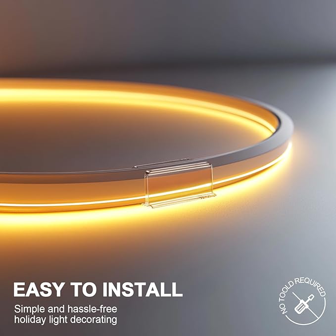 Neon Rope Light Clips Mounting - 40Pcs Clear Waterproof LED Strip Clip Brackets - Adhesive Wall Mount Holder for Govee and Other Neon LED Lights Strip