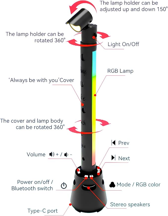 RGB Light Bar,Speaker Music Sync LED Lights Bars, USB Powered Ambient Lighting, Connection TV Backlights with Scene for Gaming, Pictures, PC, Room Decoration (one)