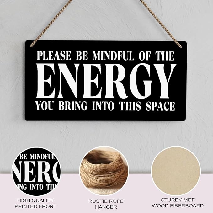 Black Spiritual Meditation Room Decor - Inspirational Spa Wall Decor Wood Plaque Sign - Positive Affirmations Hanging Door Sign for Home Office Yoga