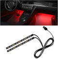 Car Interior LED Strip Light, 12V 24 LED Waterproof Neon Ambient Night Light with USB Port, Automotive Atmosphere Decorative Under Dash Lighting Kit, Car Accessories (Red)