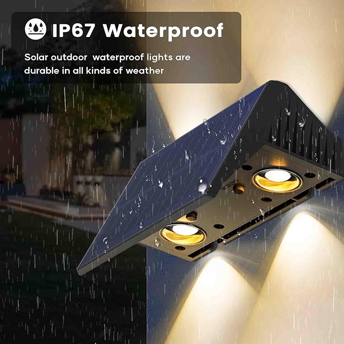 Fence Lights Solar Powered, 12-Pack Solar Fence Lights Up/Down Flexible Buttons, IP67 Waterproof for Outdoor, 100LM Bright, Auto Dusk to Dawn for Wall/Stairs/Yard/Railing/Deck/Pathway (White & RGB)