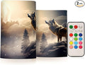 YETTASBIN Wolf Flameless Candles with Remote Control and Timer, Adjustable Brightness Long Lasting Battery Operated LED Pillar Candles for Indoor Outdoor Party Home Decor, 2 Pack