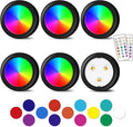 Puck Lights, 13 Colors Changeable LED Puck lightings Battery Powered Dimmable Under Cabinet Lights, Battery Powered Under Counter Lights with Wireless Remote Controls for Kitchen