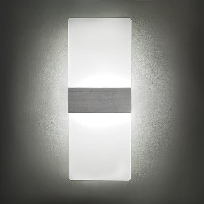 KICAAO Modern Wall Sconces 4 Pack, Led Wall Light 10w, Wall Sconce Up Downlight, Hardwired Acrylic Wall Light Lighting, Suitable for Living Room Corridor Bedside (Cool White 6000K 4Pack)