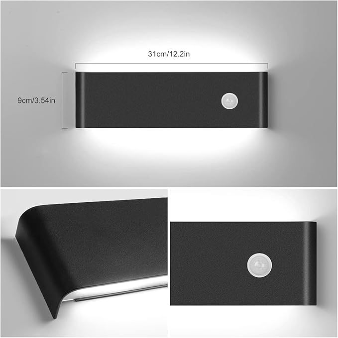 LED Hardwired Motion Sensor Light Indoor Wall Sconce, 12W Cool White 6000K(Not Battery Operated) 1