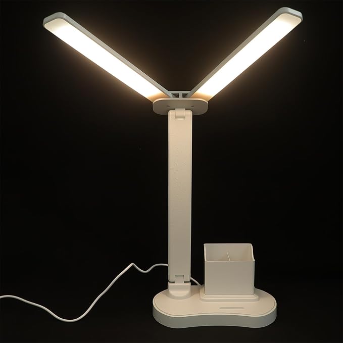 LIFKOME Eye-Protecting LED Desk Lamp with USB Charging Capacitive Control Dimming Flexible Arm for Reading Gaming Makeup and Office Use Compact and Portable Design