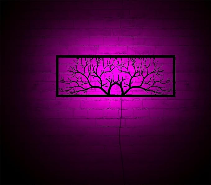 Led Tree Branch Lights For Wall, Tree Lighted-Up Wall Art With Rgb Color Changing Led, Metal Wall Decor, Rgb Lights, Home Decor, Birthday Gift, 6 inches