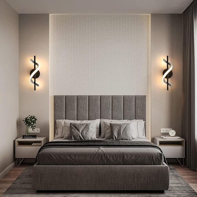 Modern Wall Sconces Set of 2, 9W Hardwired Wall Lighting Fixture Lamps LED Aluminum Wall Lamps for Bedroom Living Room Hallway Hotel Indoor (Warm White)