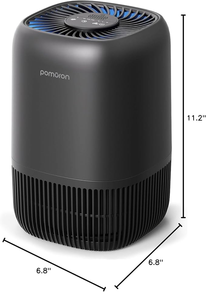 POMORON Air Purifiers for Bedroom Home, Air Filter Cleaner with Fragrance Sponge, H13 True HEPA Filter for Smoke, Allergies, Pollen, Pet Dander, Odor, Dust, Portable Air Purifier for Bedroom Office