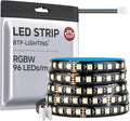 BTF-LIGHTING 5050 RGBW RGB+Warm White(2700K-3000K) 4 Colors in 1 LED 5m 16.4ft 96LED/m DC24V Multi-Colored LED Tape Lights IP65 Waterproof Black 12mm PCB for Home Decoration(No Adapter or Controller)