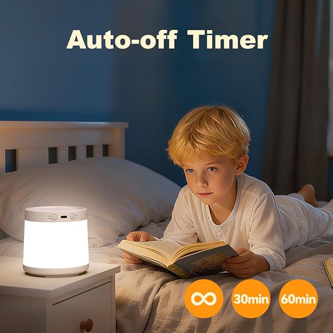 3 Color Nursery Night Light for Adults & Kids Rechargeable Long Battery Life Touch Night Lamp Dimmable Brightness with 3 Timers Portable for Bedroom Bathroom Nightstand Camping