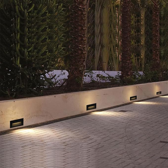 6W LED Step Light for Indoor and Outdoor Stairway Light Modern Wall Fixture Waterproof Horizontal Louver Faceplate Corner Foot Lamp Black