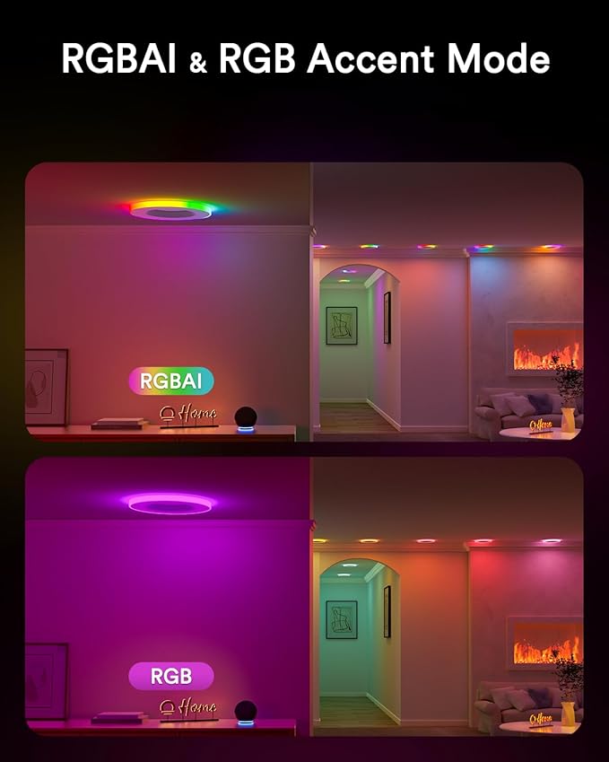 Grace Smart Recessed Lighting 6 Inch, RGBCW LED Can Lights with Night Light, Retrofit Downlight Works with Alexa/Google, 2700K-6500K Dimmable Color Changing Ceiling Light for Bedroom Living Room,4pack