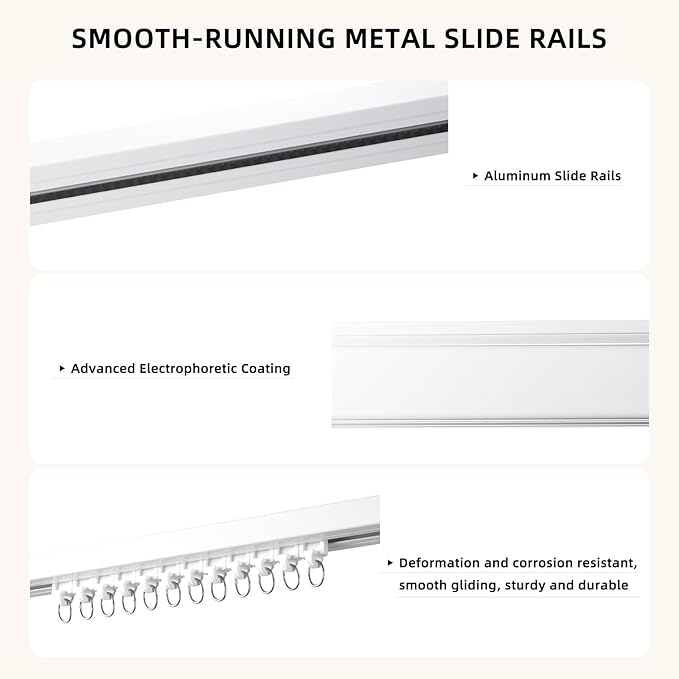 Electric Curtain Tracks | Matter over WiFi Electric Track, Smart Curtains Motorized Opener Curtains Rod with Remote Control - 165-189"