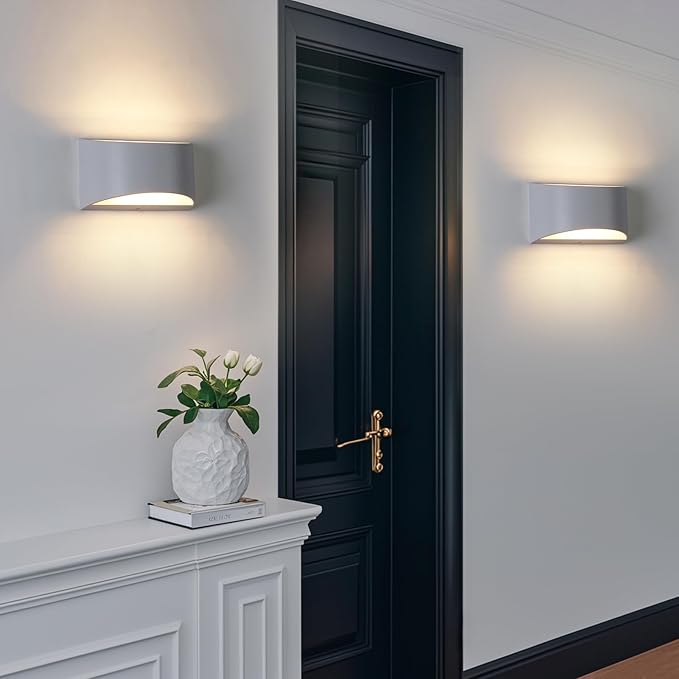White Modern LED Wall Sconce (with G9 Bulbs) Hardwired Indoor Wall Lights Set of 2 Up and Down Wall Mount Light for Hallways, Bedrooms, Hallways, Living Room 3000K Warm White