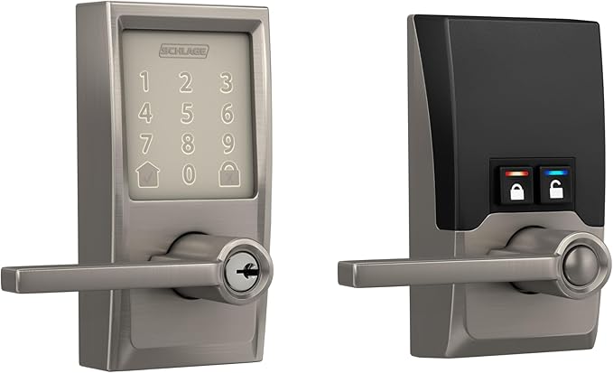 Schlage Encode Smart Wi-Fi Lock with Lever Handle, Touchscreen Keypad, Keyless Entry Door Lock, App Control, Alexa, Google Home and Airbnb Compatible, Satin Nickel, FE789WB CEN 619 LAT