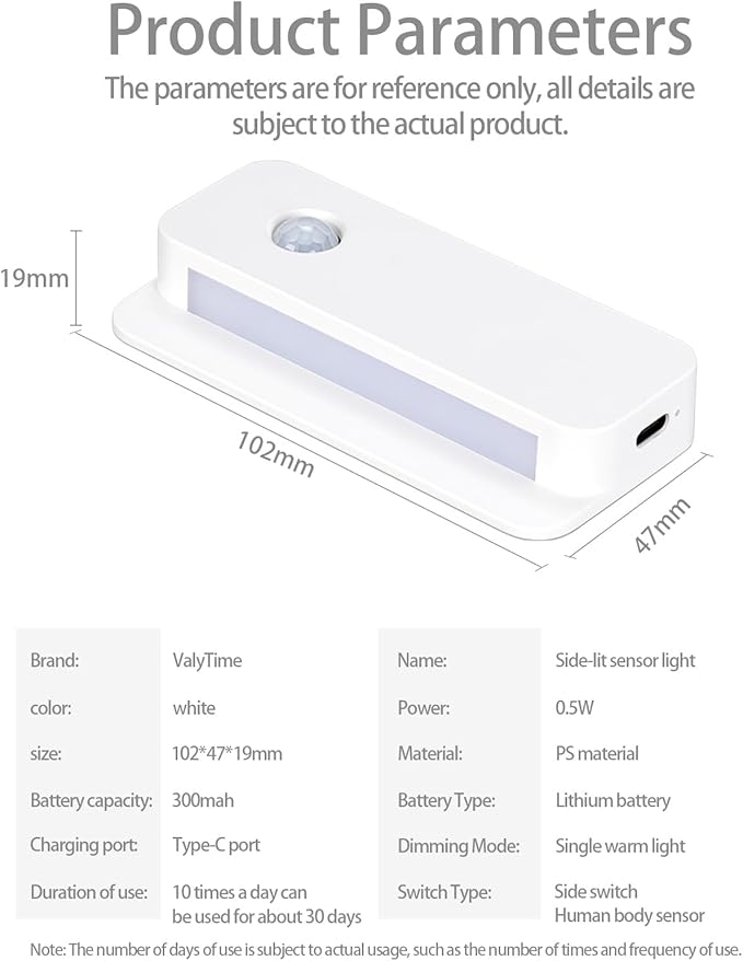 3 Pack Motion Sensor Night Light, Rechargeable Stair Lights Indoor, Warm White Motion Sensor Light Indoor, Battery Operated Night Light for Hallway, Stairway, Bathroom, Bedroom, Kitchen