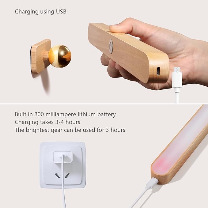 Led Rechargeable Bathroom Light Fixtures Three-Level Dimmable Touch Control Vanity Lights,Magnetic Vanity Light Bar for Bathroom Living Room Bedroom
