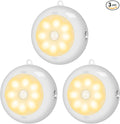 BLS 3.3” Motion Sensor Light Indoor AA Battery Powered, Under Cabinet Lighting Battery Operated, Magnetic Stick on LED Puck Nights Lights for Kitchen, Wall, Stair, Dimmable, 3000K Warm White (3 Pack)